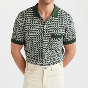 PERCIVAL Casa Piccante Knit Polo Shirt Green Jacquard  L Worn by Celebs